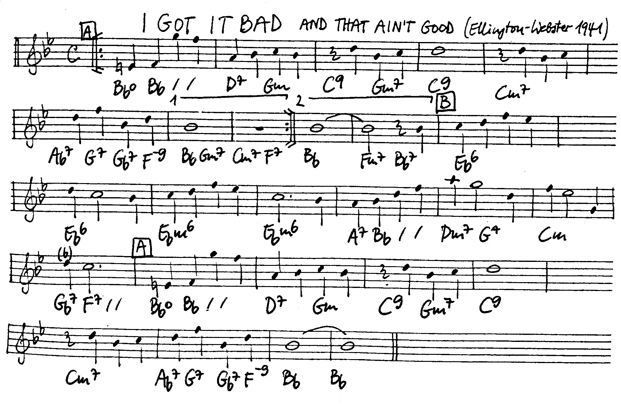 i got it bad free jazz leadsheet - Courtesy of the Jungle Jazz Band